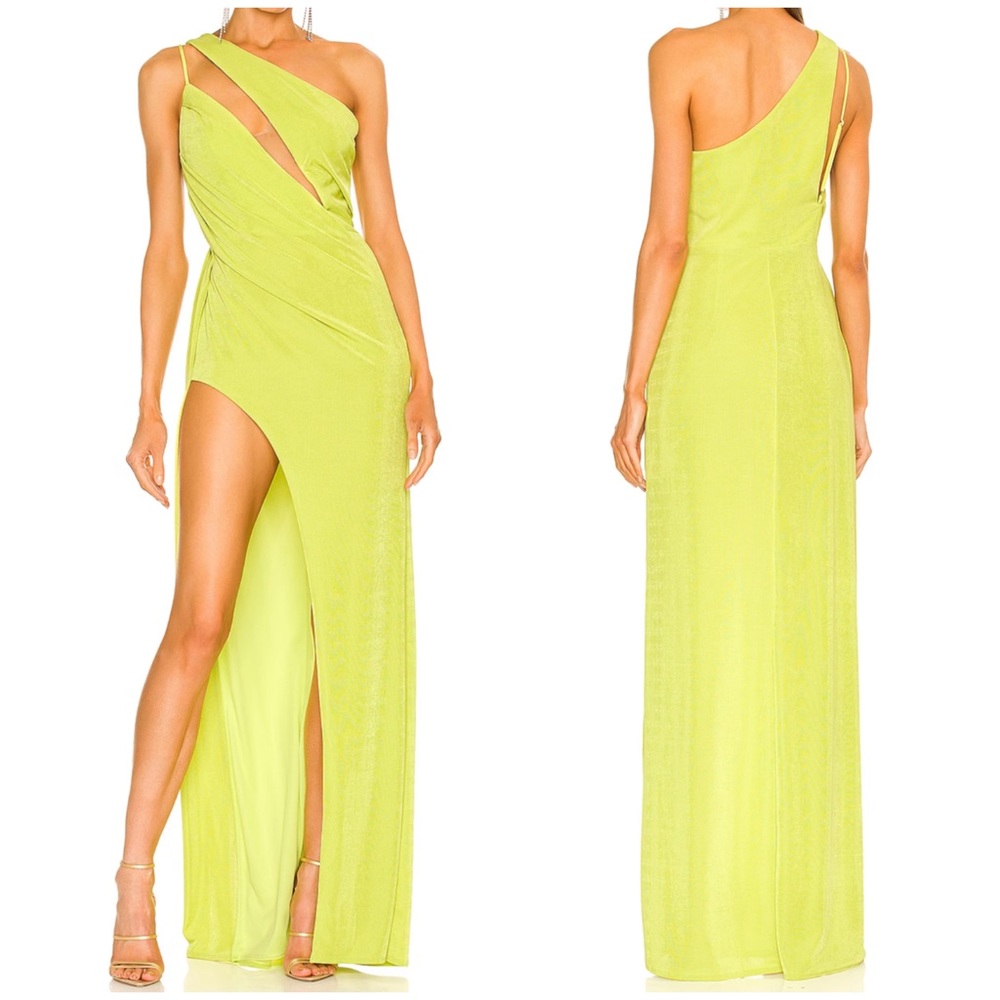 Katie May x Revolve A Cut Above Gown Green Chartreuse Dress Size XS